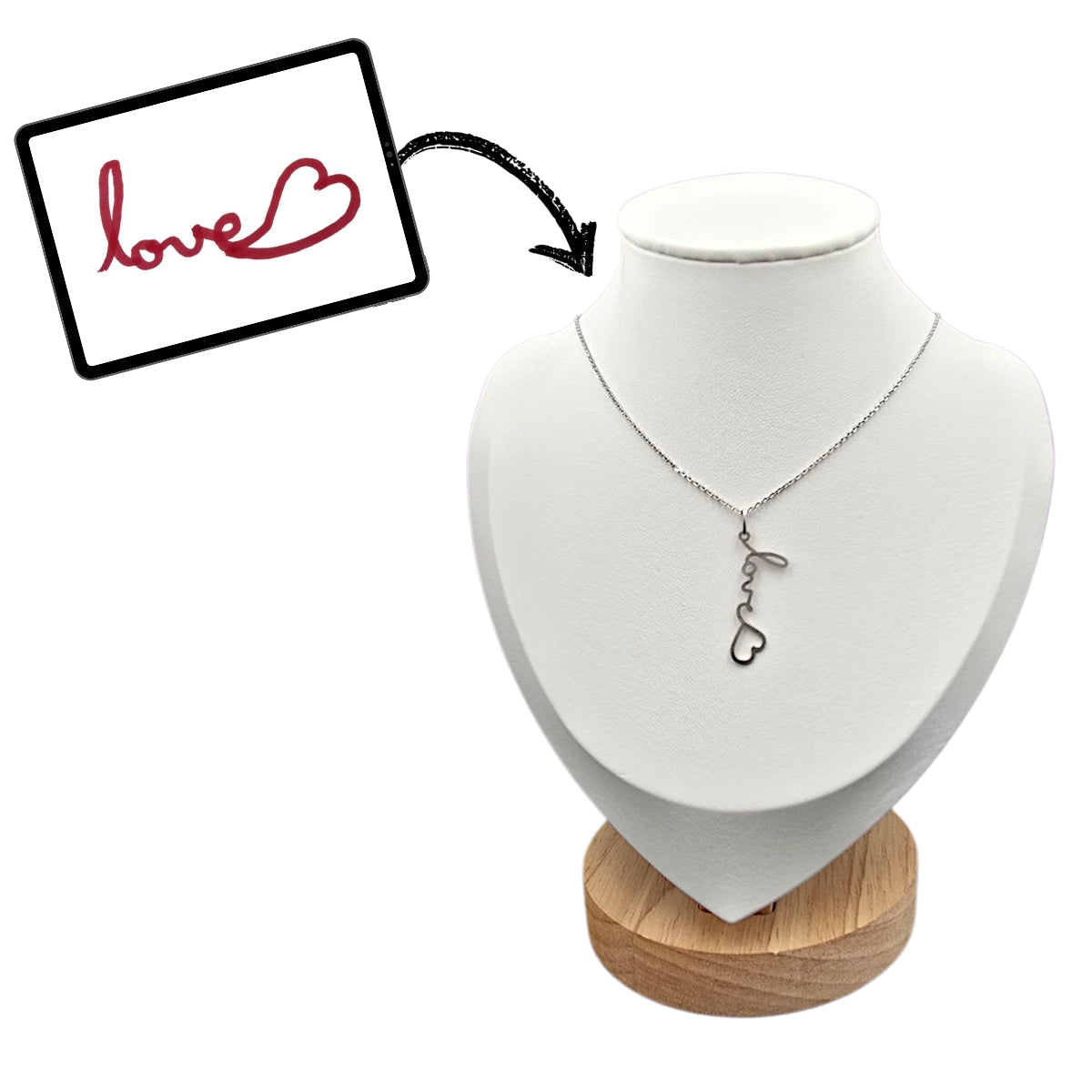 Collier Personnalisé Argent Chaine et Pendentif Petit Mot Love