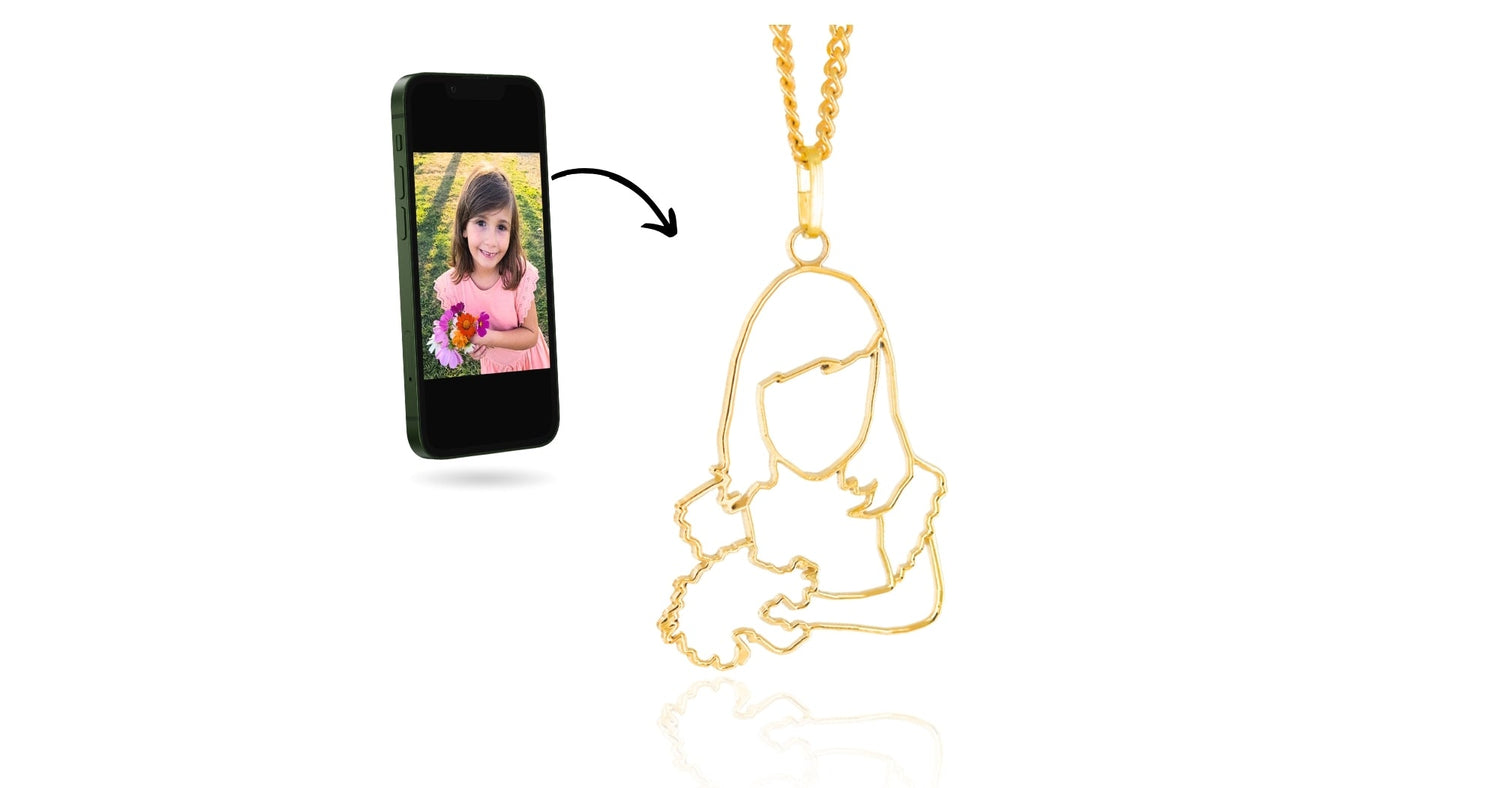 Créer votre collier unique personnalisé, fabriqué en France, en or ou argent à partir d'une photo, d'un dessin, d'un mot avec sa chaine