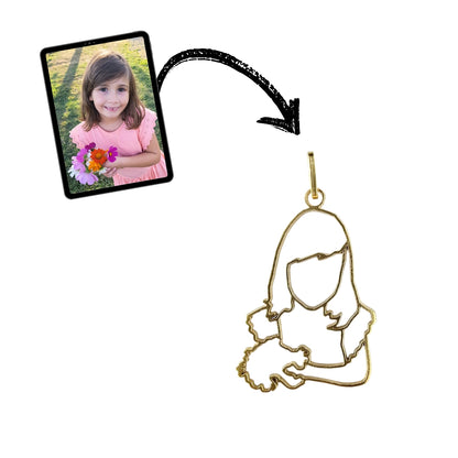 Pendentif Personnalisé Or Photo Enfant Bouquet